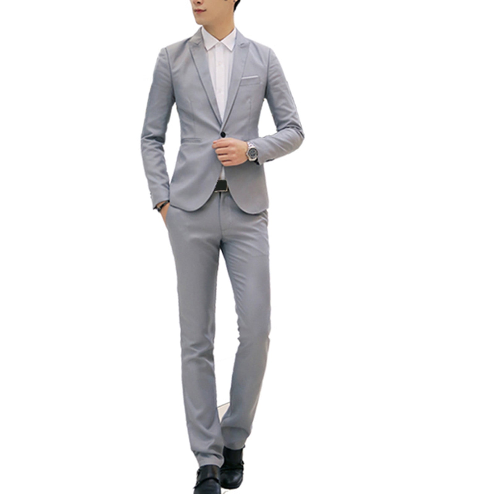 COOFANDY Men's 3 Piece Slim Fit Suits Two Button Jacket Blazer Vest Pant  Sets Prom Suit Jacket Light Grey, L at  Men's Clothing store