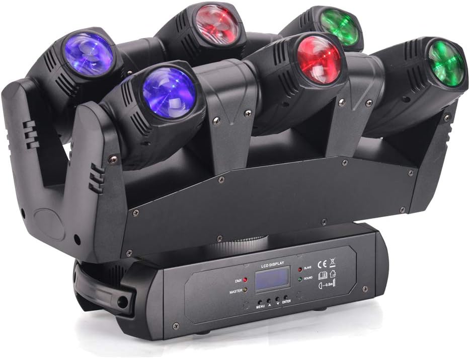 DJ Disco Stage Party Lights, 6x10W RGBW LED Stage Light, RGBW DMX Automated Pan & Tilt DJ Stage Lighting for Christmas Halloween Decorations Gift Birthday Wedding Karaoke KTV Bar