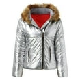 thumbnail image 4 of Vedolay Womens Hooded Parka Coat Casual Button Work Fall Coat Jacket Coat Silver,XL, 4 of 4