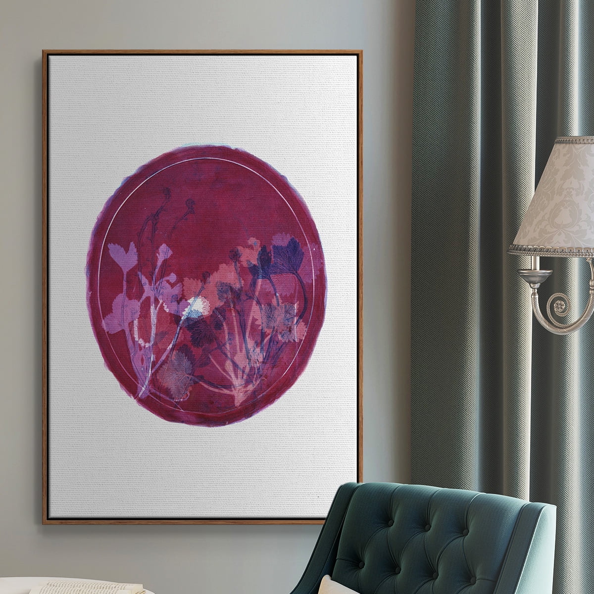 Strawberries and Forg II Framed Premium Gallery Wrapped Canvas - Ready to Hang - 17 x 25 - Walnut Floating Frame