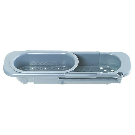 

MIXFEER Multifunctional Partition Kitchen Retractable Sink Drain Basket Dish Rack Sink Filter Water Basket Fruit Vegetable Tableware Dish Sponge Drain Basket Grey Blue
