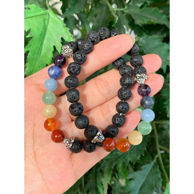 Lava Rock 7 Chakra Stone Bracelet 8mm Genuine Gemstone Bead Walmart