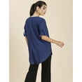 thumbnail image 3 of Moomaya Womens Printed Round Neck With Button Placket Long Summer Tunic Top, 3 of 8