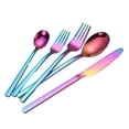 thumbnail image 1 of de cubiertos de material acero inoxidable de 5 piezas para 1, los utensilios de vajilla incluyen 1x cuchillos, 2x tenedores 2x cucharas, , arcoíris, 1 of 9