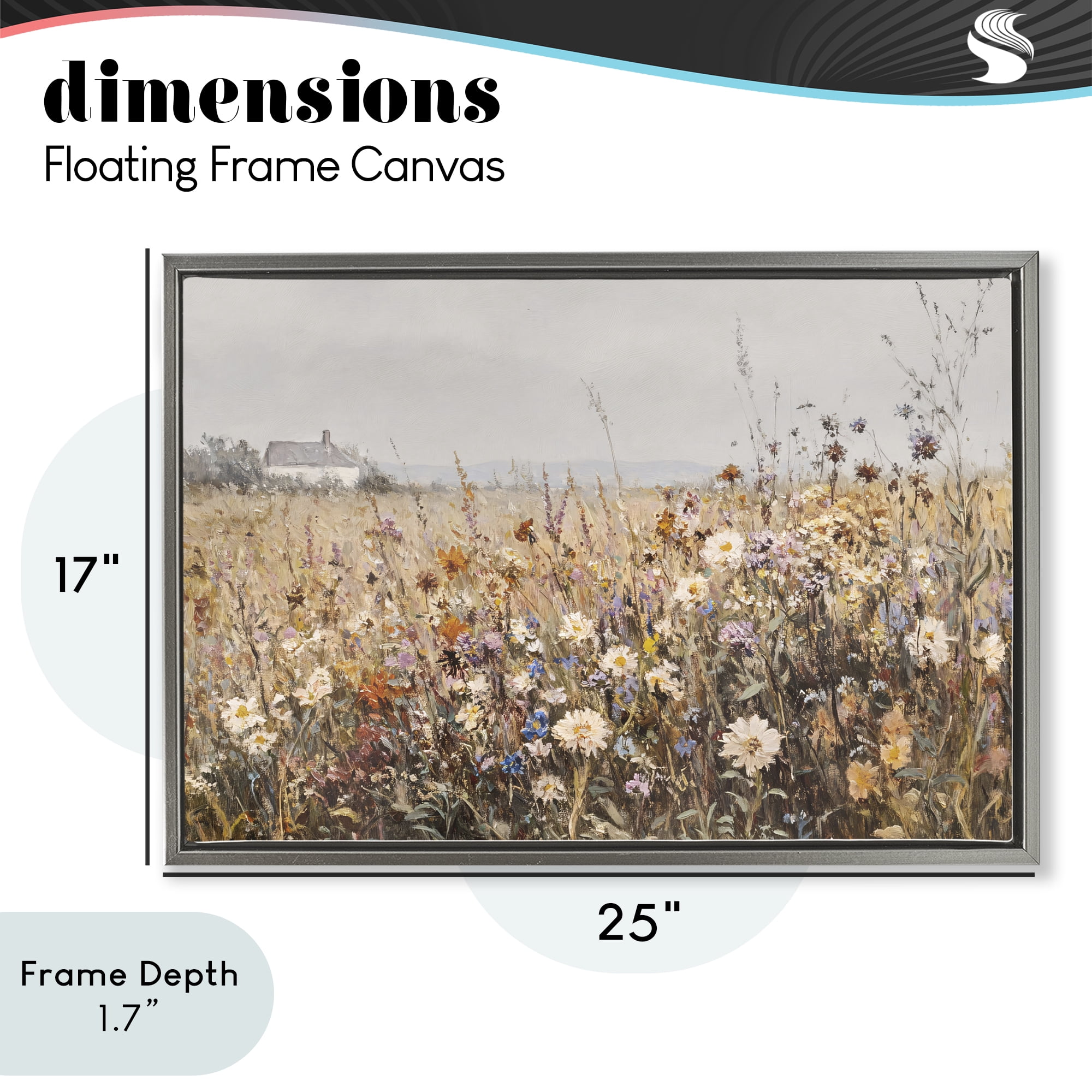 Stupell Industries Quaint Cottage Meadow Gray Framed Floater Canvas Wall Art, design by Jacky Ngan