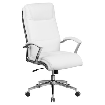 Flash Furniture High Back Designer White Leather Executive Swivel Flash Furniture High Back Designer White Leather Executive Swivel Office Chair With Padded Arms And Chrome