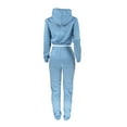 thumbnail image 6 of Frontwalk  Women 2 Piece Tracksuit Set Casual Sports Hoodies Sweatsuit Sweatpants Jogger Winter Long Sleeve Activewear Outfits for Ladies Light Blue XL, 6 of 6