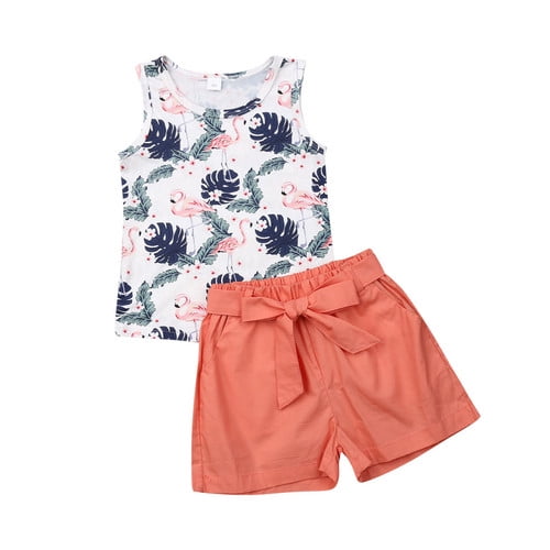 2pcs Kids Baby Girls Outfits Sleeveless Floral Blouse+Shorts Fashion Clothes Set 2pcs Kids Baby Girls Outfits Sleeveless Floral Blouse+Shorts Fashion Clothes Set