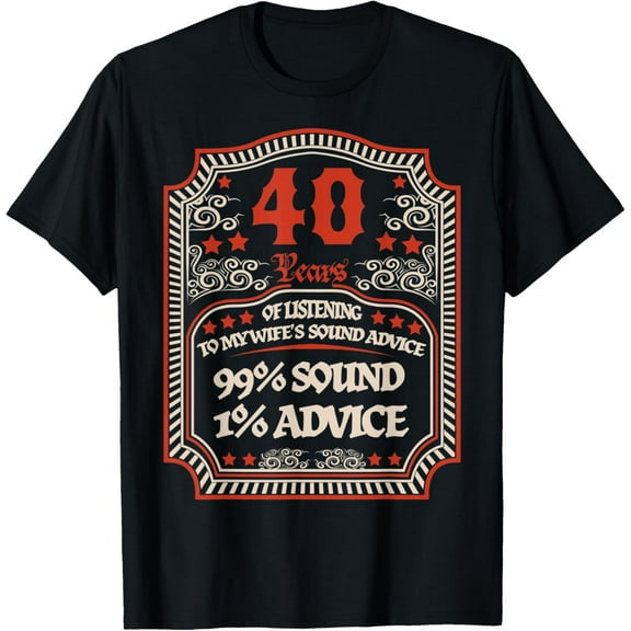 Mens Funny 40th Wedding Anniversary Tee For Him - Man Husband T-ShirtMen's and women's gift, black and white T-shirt, size: Extra large S-4XL