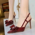 thumbnail image 2 of Women Pointed Toe High Heels Sexy Pumps Fashion Patent Leather Bow Stiletto 9CM Party Wedding Shoes, 2 of 4