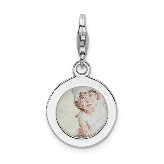 Sterling Silver Custom Photo Charm Pendant for Women, Memorial Keepsake Jewelry for Necklace or Bracelet, Symbolic Memory Token with Circle Design