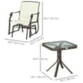thumbnail image 3 of Outsunny Ensemble de 3 Pcs pour Patio avec Fauteuils Berçants, Ensemble de Balancelles d'Extérieur avec Table en Verre, 3 of 10