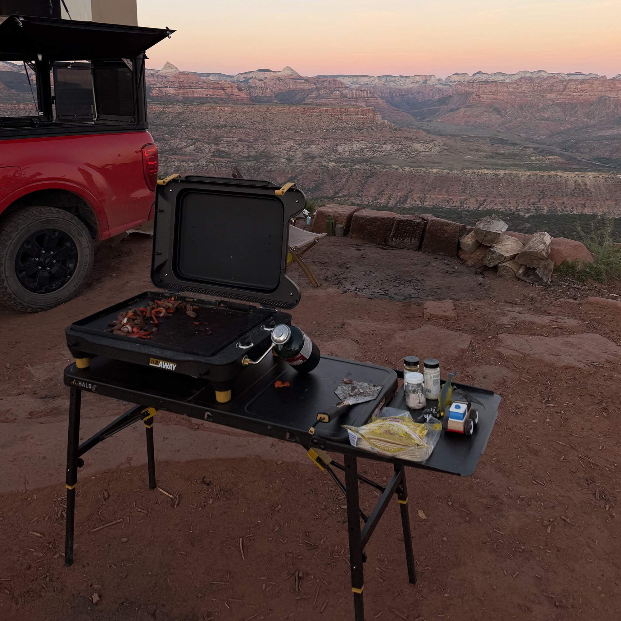 HALO Getaway Portable Folding Table with 52 in. Surface and 100 lb