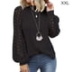 thumbnail image 3 of Qarigey Blusa de manga larga de encaje para mujer Camiseta de color sólido con cuello de encaje Prendas para la parte del cuerpo Negro XXL, 3 of 6