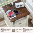 thumbnail image 6 of Joaxswe 3 Pieces Table Set for Living Room, Farmhouse Coffee Table & 2 Side Tables with Charging Station, Rustic Furniture Set, White, 6 of 10