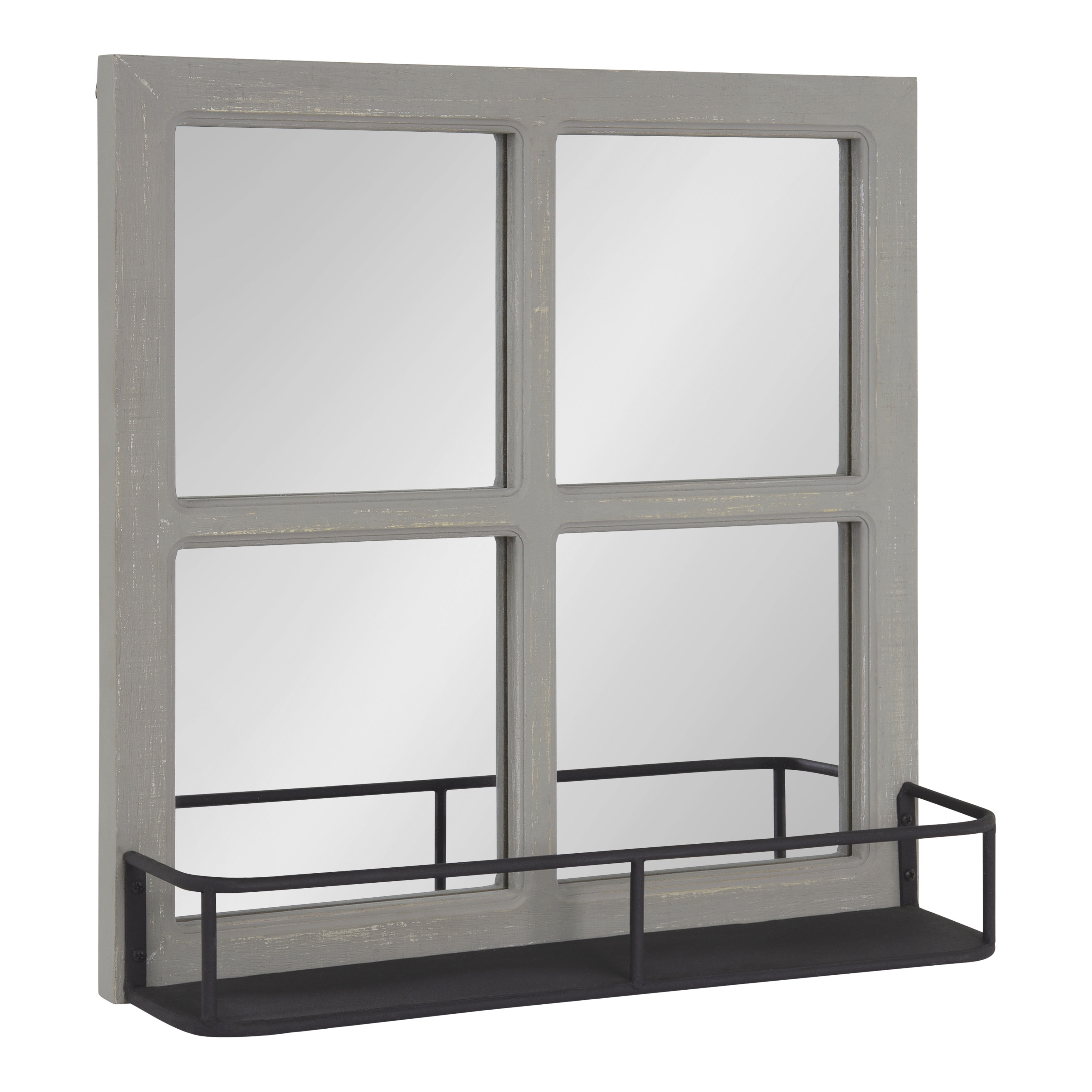 Kate and Laurel Jackson Distressed Wood Windowpane Mirror with Metal