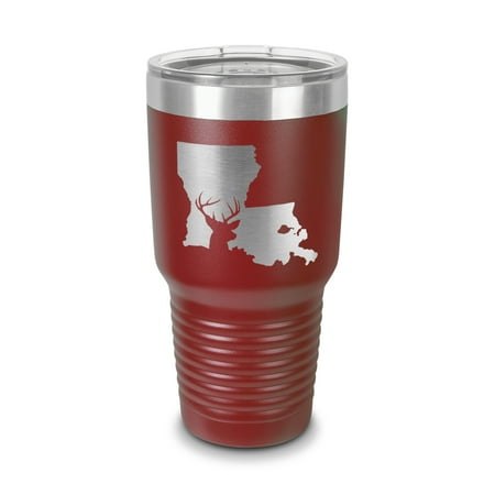 

Louisiana Deer State Tumbler 30 oz - Laser Engraved w/ Clear Lid - Stainless Steel - Vacuum Insulated - Double Walled - Travel Mug - buck hunt hunting rifle la - Maroon