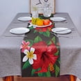 thumbnail image 4 of Table Runner Dresser Scarves 108 Inch Long, Red Hibiscus Flower with Green Leaves Linen Dining Table Runners Farm Floral Art Tabletop Scarf for Wedding Holiday Party Kitchen, 4 of 7
