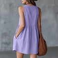 thumbnail image 7 of Dxzfnsa Women's Beach Dresses Cotton Linen Round Neck Sleeveless Dresses for Women Summer Loose Comfy Button Up Tunic Mini Dresses, 7 of 7