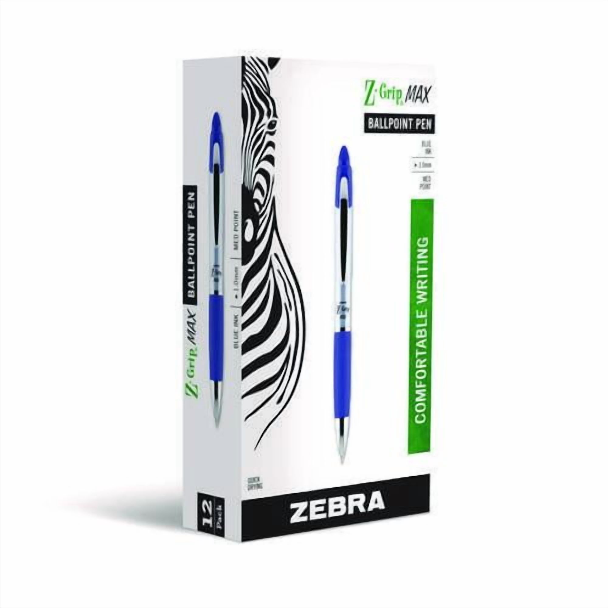 Z-Grip MAX Ballpoint Pen, Retractable, Medium 1 mm, Blue Ink, Silver/Blue Barrel, 12/Pack | Bundle of 2