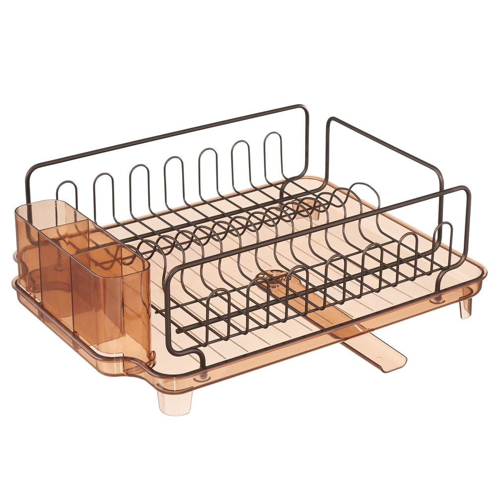 mDesign Large Kitchen Dish Drying Rack / Drainboard, Swivel Spout