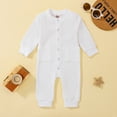thumbnail image 2 of TSEXIEFOOFU Baby Boy Girl Round Neck Long Sleeve Waffle Solid Color Button Down Jumpsuit, 2 of 9