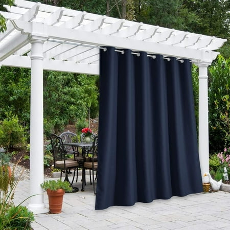 Patio Outdoor Curtain, Waterproof with Rustproof Grommets, Room Darkening for Balcony/Shower, Navy Blue, 84 Inch Wide X 84 Inch Long, 1 Panel