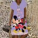 thumbnail image 3 of Elegante vestido de fiesta de playa para mujer 2024 Disney Minnie Mickey Mouse vestido de verano bohemio moda casual cuello en V vestidos midi, 3 of 5