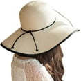 thumbnail image 3 of Womens Wide Brim Straw Hat Big Floppy Foldable Roll up Cap Beach Sun Hat UPF 50+, 3 of 6