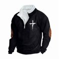 thumbnail image 4 of Aobny Black Hoodies for Men Pullover 1/4 Zip Christian Mock Neck Streetwear Big & Tall Casual Shirts for Men,XXXXL, 4 of 5