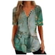 thumbnail image 2 of ICHUANYI Clearance Women Fashion Casual Printing Shirts Short Sleeve Loose Tee Tops Tunic Blouse(Green, XL) ICHUANYI WER2023081002422, 2 of 5