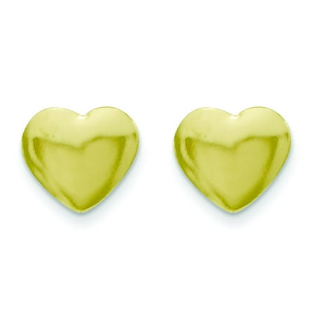 14K Yellow Gold Heart Screwback Stud Earrings