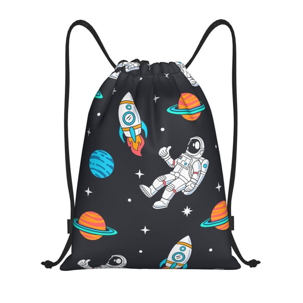 Fotbe Space Bolsa Mochila con Cordón Estampada, Bolsa de Gimnasio Deportiva, Bolsa Cinch, Bolsa con Cordón para Hombres y Mujeres-Small