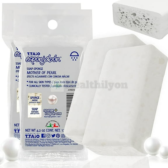 T.Taio Esponjabon Soap Sponge with Mother of Pearl for All Skin Types – Brightening – 2 Pack