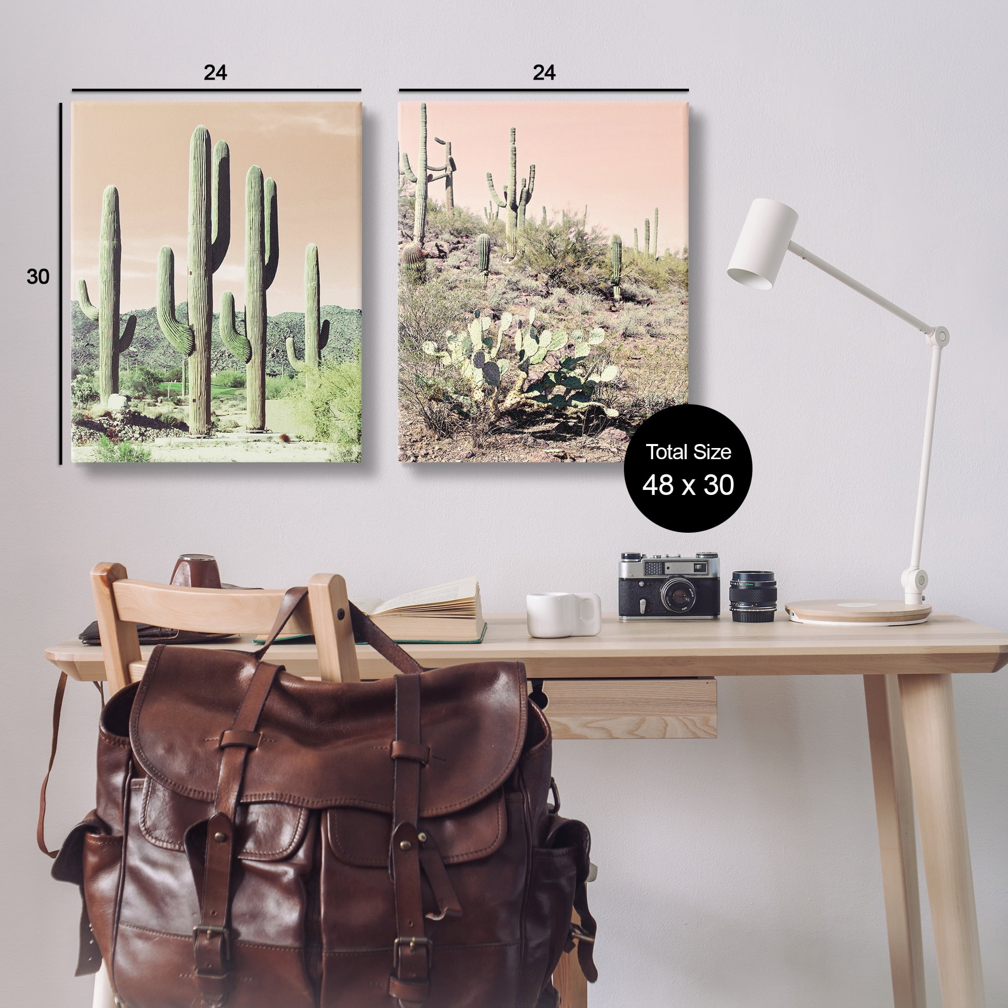 Stupell Industries Saguaro Cactus Desertscape Landscape & Nature Photography Wrapped Canvas Art Print Wall Art, 24 x 30, Set of 2