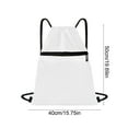 thumbnail image 3 of Drawstring Backpack Bag, Waterproof Back Sack with Zip Pocket, Gym Drawstring Bags Swim Bag for Men Women (White), 3 of 6