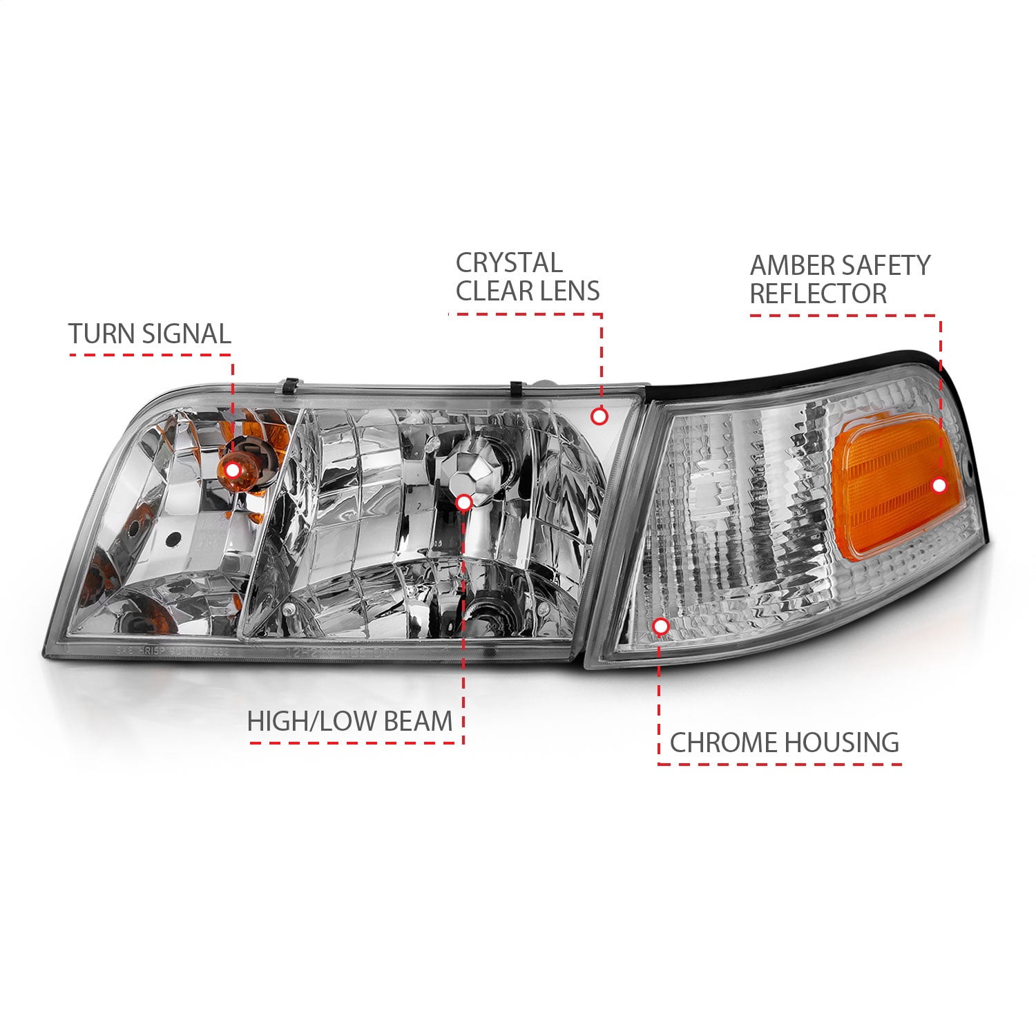 ANZO USA 121556 Crystal Headlights Fits select: 1998-2011 FORD CROWN VICTORIA