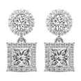 thumbnail image 3 of Diamond Double Halo Earring| 10 Ct IGI Certified Prcess Shape Lab Grown Diamond Dangle | 18K White Gold | Sasha Double Halo Lab Diamond Earring| Prong Setting | FG-VS1-VS2 Quality | Friendly Diamonds, 3 of 5