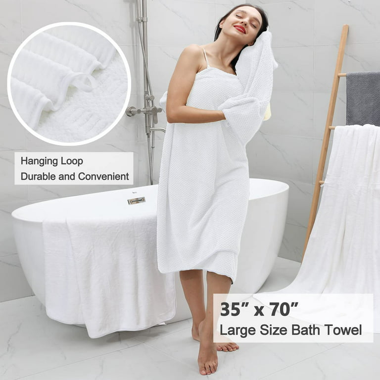 8 Piece Oversized Bath Towels Set Blue,2 Extra Large Bath Towel Sheets,2  Hand Towels and 4 Washcloths 600 GSM Highly Absorbent Quick Dry Towels Set