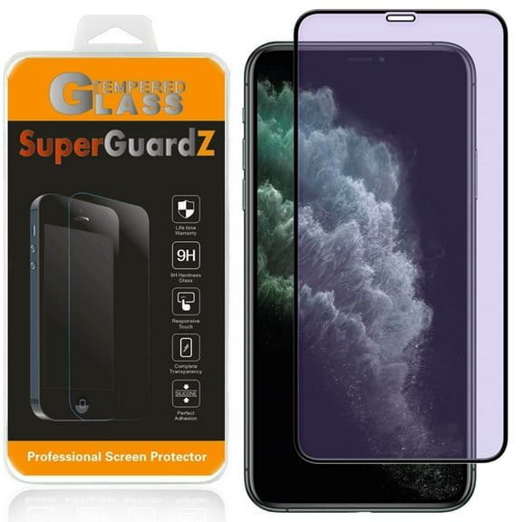 For iPhone 11 Pro / XS / X - SuperGuardZ Anti Blue Light [Eye Protection] Tempered Glass Screen Protector, Full Coverage, 9H, Anti-Scratch, Anti-Bubble