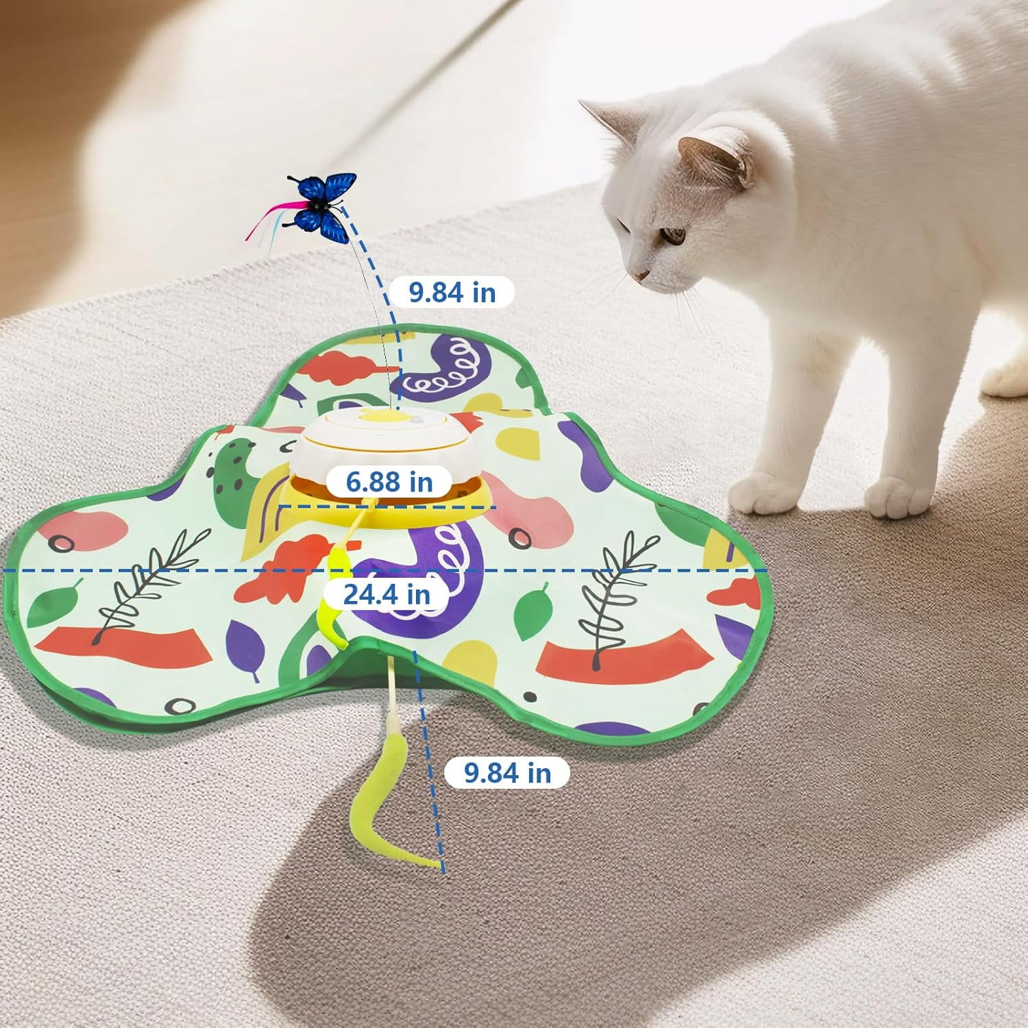 Magicorange Interactive Cat Toy for Indoor Cats, Hide and Seek Cat Toy Rechargeable, Automatic Moving Feather Toy, Non-Slip Suction Cup Base