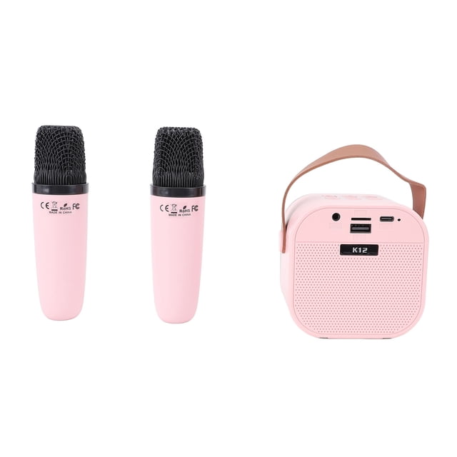 Wireless Microphones Speaker, Lightweight Clear Sound Reduce Howling Karaoke Machine Versatile for Party Pink