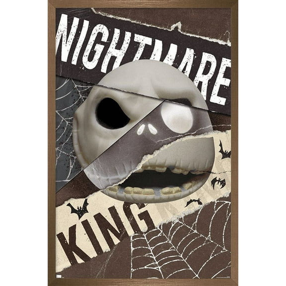 Disney Tim Burton's The Nightmare Before Christmas - Distorted Jack Wall Poster, 14.725" x 22.375" Framed