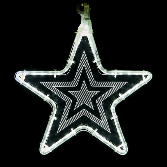Wintergreen Lighting Laser Etched Acrylic Clear Christmas Decorations, Lit Window Decorations Christmas Light Decorations Indoor-Outdoor (10", Clear Star Light with Star Design)