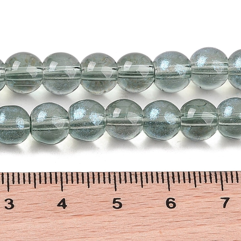 Glass Bead Strands with Glitter Powder Round Green 8x7.5mm Hole: 1mm about 105pcs/strand 31.02''(78.8cm)