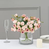 Efavormart 2 Pack | 12" Blush / Rose Gold Artificial Open Rose Flower Bouquets, Small Faux Floral Arrangements