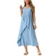 thumbnail image 1 of Vestidos de verano sin mangas para mujer INSPIRE CHIC, con escote en V, decoración de botones, vestido maxi fluido para la playa, color azul, 1 of 6