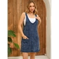 thumbnail image 7 of DARING DIVA Women's Loose Sleeveless Pinafore Mini Denim Dresses S Blue, 7 of 7