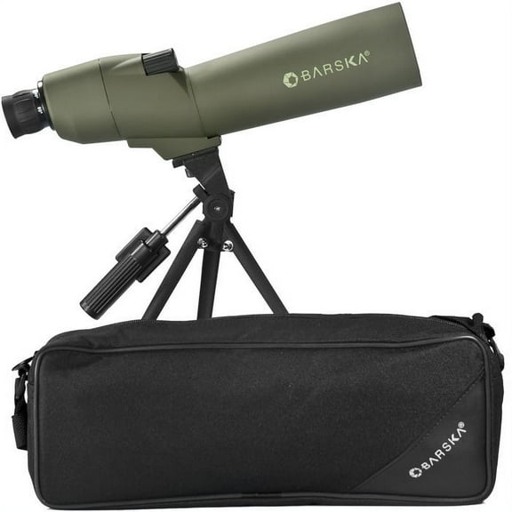 BARSKA 20-60 x 60mm Straight Zoom Spotting Scope Porro Prism BK-7 with Tripod and Case