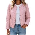 thumbnail image 2 of Short Puffer Jacket Womens Quilted Button Down Collarless Warm Fall Winter Casual Lightweight Windproof Coat with Pockets, 2 of 6